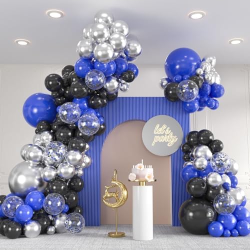 136pcs Royal Blue Black Balloon Garland Kit - 18/12/10/5 Inch Balloons by ZizasAry