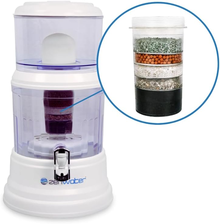 ZENWATER 4-Gallon Countertop Gravity Water Filter System - Portable Alkaline Filtration System - Enjoy Clean and Mineral-Rich Hydration At Home, Office, or Travel - Image 6