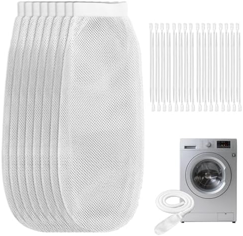 Lint Catcher for Washing Machine, 8-Piece Nylon Mesh Lint Traps with 24 Pcs Cable Ties, Washing Drain Hose Filter for Discharge Hoses, Universal Fits All Laundry Machines - Image 7