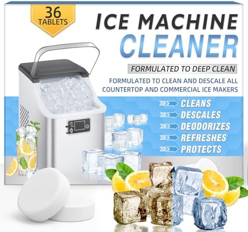 Ice Machine Cleaner Tablets Descaler (36 Pack) – Portable Ice Maker Cleaner, Nickel Safe Scale Remover Compatible with Countertop and Nugget Ice Maker, Remove limescale, Odor-Free, Crystal Clear Ice by Vereclue