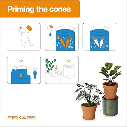 Fiskars LifeWell Watering Ceramic Cone Set with 33" Hose, 2-Pack - Image 4