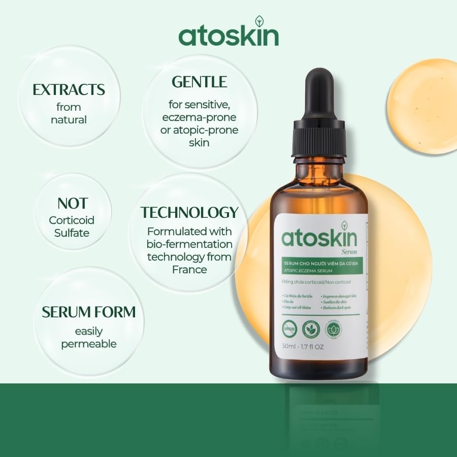 Atoskin Serum (2 Pack) – Soothing & Hydrating Care for Sensitive, Dry, and Eczema-Prone Skin – with Biosaccharide Gum-1 & RicoBio JA7 (3.4 oz) - Image 3