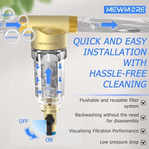 WHC40 Sediment Filter with Bracket, 40 & 100 & 200 Micron Reusable Spin Down Sediment Water Filter, Whole House Water Filter for Well Water, Home Pre-filtration System - Image 5