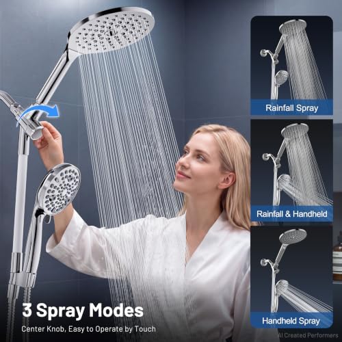 MakeFit Dual Rain Shower Head Combo with Handheld, High Pressure, 10 Modes - Image 5