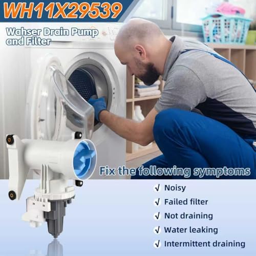 OEM WH11X29539 WH11X39237 Wahser Drain Pump and Filter Assembly, Clothes Drain Pump Compatible with GE Top Load Washer, Replacement Part 4962370 B25-3A04 AP6986715 PS16217203 EAP16217203 for GE - Image 6
