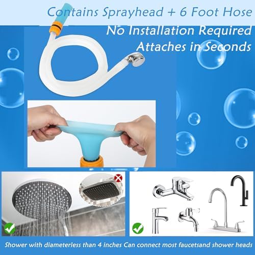 Slip-On Tub Hose 6FT - Flexible Bathtub Faucet Sprayer Attachment for Cleaning & Pet Care -Dog Shower Hose- No Installation - Fits Faucets Up to 3" Wide - Portable - Image 3