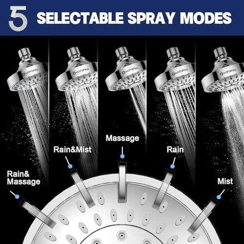 High Pressure Shower Head, HOPOPRO 5-Mode Fixed Showerhead, NBC Recommended - Image 2