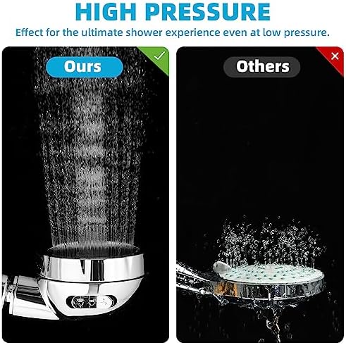 Marbrasse High Pressure Shower Head, 3-Settings Handheld Showerhead with ON/Off Full Shutoff Push Button and Switch to Control Flow, Angle-Adjustable Water Saving Body Sprays(Chrome) - Image 4