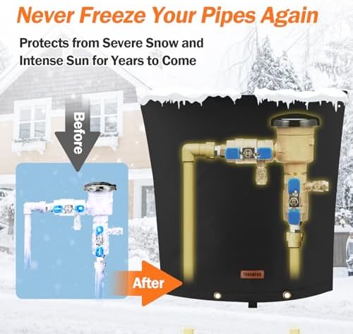 TOHONFOO Backflow Preventer Cover, Pipe Freeze Insulation, 30"Wx30"H, Black - Image 3