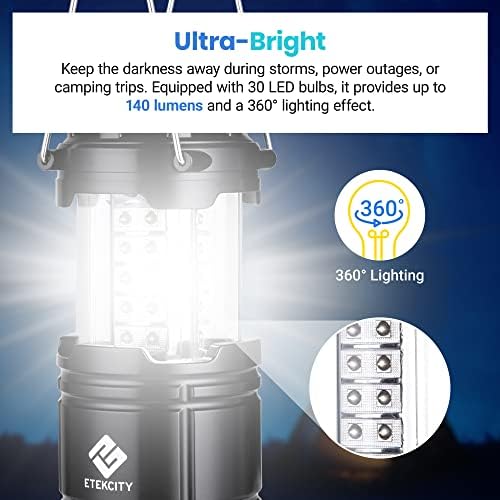 Etekcity 2 Pack LED Camping Lantern Flashlights and Potable Aqua 2 Pack 50 Count Water Purification Tablets for Camping and Emergency Preparedness - Image 3