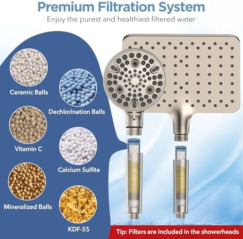 MakeFit Dual Filtered Rain Shower Head Combo, High Pressure Handheld Shower Head with Adjustable Bar - Rainfall Shower Head And Showerhead with Filter for Hard Water - Removes Chlorine - Image 5