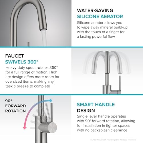 KRAUS Oletto Single Handle Kitchen Bar Faucet with QuickDock Top Mount Installation Assembly in Spot Free Antique Champagne Bronze, KPF-2600SFACB - Image 3