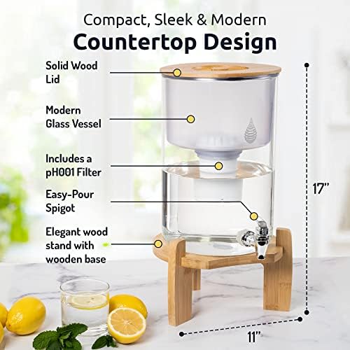 Invigorated Water pH Recharge Glass Countertop Purifier - Large Alkaline Water Pitcher + PH001 3-Pack Alkaline Water Filter - Plus 3pack PH002 UF Membrane Filter Bundle - Image 3