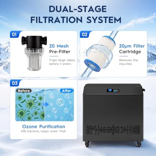 WiFi Smart 1HP Cold Plunge Water Chiller with Double Filter System - Image 5
