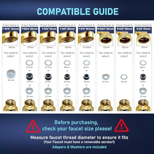 ATQ Sink Faucet Extender Aerator Reduce 99% Lead, Chlorine, 1080° Rotating 2 Modes Spray Attachment for kitchen/Bathroom/Toddlers, 9pcs Filter (Aerator1080 - Bright Gold) - Image 5