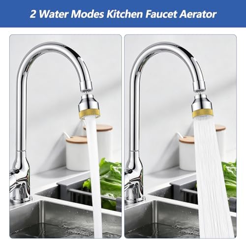 Faucet Sink Aerator/Extender/Sprayer/nozzle,Faucet Attachment Replacement for Bathroom&Kitchen, Anti-slip Swivel Aerator with 55/64" Threaded Adapter (Standard Silver) - Image 2