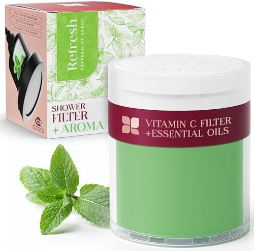 Vitamin C Shower Filter Replacement Cartridge + Shower Steamers Aromatherapy - K Beauty Skin & Hair Enhancement, Universal Water Filter Replacement for AquaBliss - Peppermint by Unknown