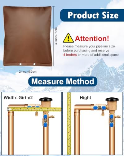 Backflow Preventer Insulation Cover (5°F), Actgan 24"X30" 5 Layers Outdoor Pressure Vacuum Breaker Cover, Water Well Pump Cover, Sprinkler Valve Cover, Faucet Cover for Winter Freeze Protection Coffee - Image 2