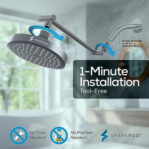 SparkPod 6" Round Rain Shower Head with 11" Shower Arm - Image 6