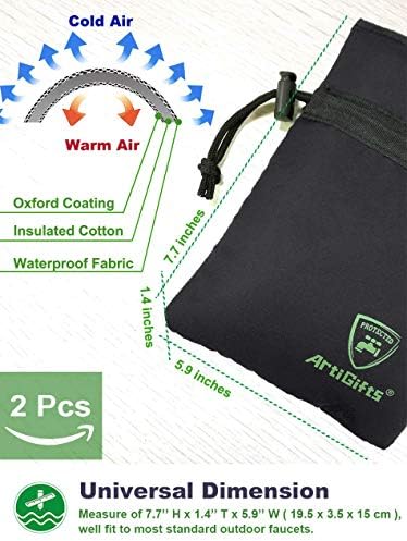 Pro Outdoor Faucet Cover Socks for Winter Freeze Protection, 5.9" W x 7.7" H, Black, Set of 2 - Image 2