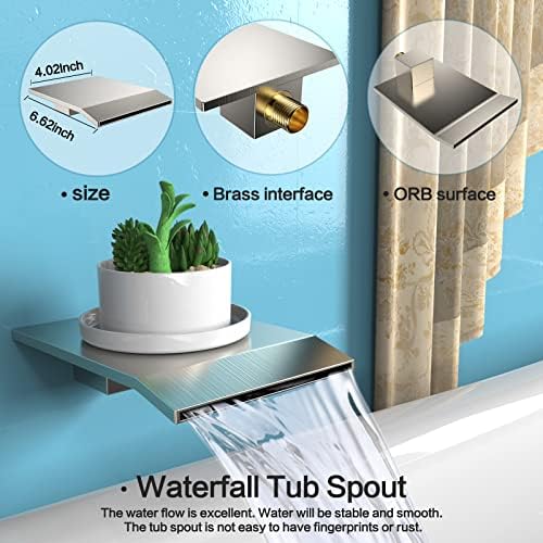 Brushed Nickel Shower System Rain Faucet Set with Tub Spout,10 inch - Image 5