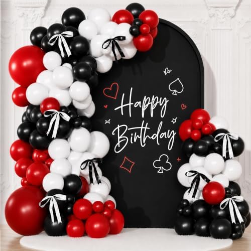 Red Black White Balloon Arch Kit for Casino Theme Birthday Decorations by NUTTYBASH