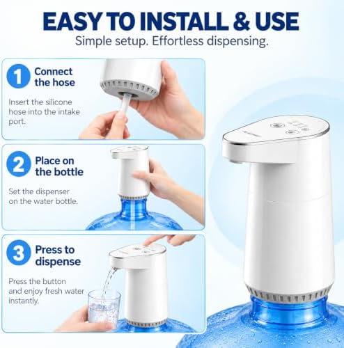 Water Pump for 5 Gallon jug, with 3 Modes ，One-Touch Electric Water Pump, USB-C Rechargeable, Compact and Portable for Home, Office and Camping - Image 6