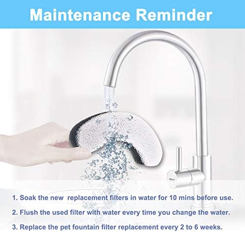 Cat Water Fountain Filter Replacement 6pcs Cat Fountain Filter Arc-shaped Washable Pet Fountain Filters with Triple Filtration System Activated Carbon for 1.8L HAPUP Dog Water Fountain - Image 6