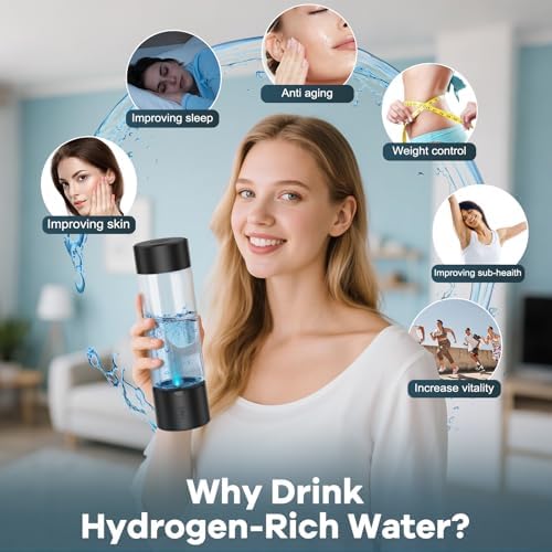 Hydrogen Water Bottle Generator, Portable SPE PEM Hydrogen Water Ionizer Machine, Rechargeable Hydrogen Water Maker for Home Office Travel Fitness Travel Home Office - Image 5