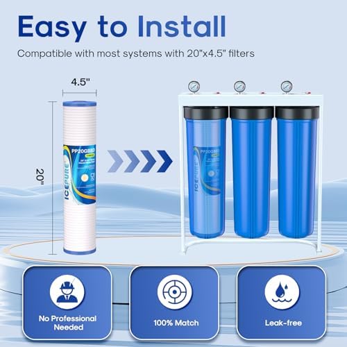 ICEPURE 5 Micron 20" x 4.5" Whole House Grooved Sediment Water Filter Cartridge Replacement for AP810-2, DGD-5005-20, CFDGD2501-20BB, SDC-45-2005, RS18-20, 3Pack - Image 5