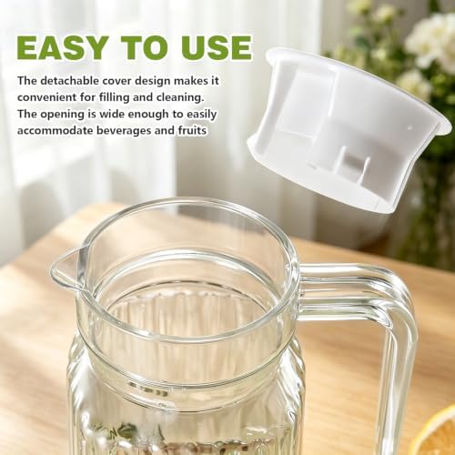 Plastic Pitcher with Lid, Transparent Acrylic Pitcher with Lid, Square Shape Pitchers Beverage Pitchers, Not Easy to Break Acrylic Lemonade Jug for Juice Milk (37.2 fl oz) - Image 4