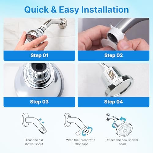 High Pressure 20 Stage Filtered Shower Head with 5 Spray Modes, Hard Water Softener Shower Filter to Remove Chlorine, Fluoride for Skin & Hair, Chrome New Viewer - Image 3