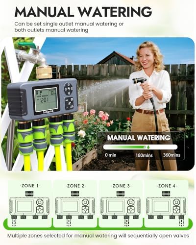 Insoma 4-Zone Water Timer for Garden Hose, Brass Inlet & Outlet - Image 4
