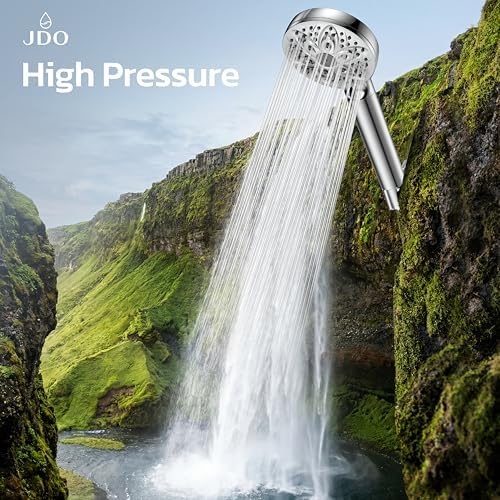 6-Setting Filtered Handheld Shower Head, JDO High Pressure Shower Head with Replaceable Filter Cartridge 4.7 Inch Detachable Showerhead for Chlorine Hard Water Removal 59 Inch Stainless Steel Hose - Image 6