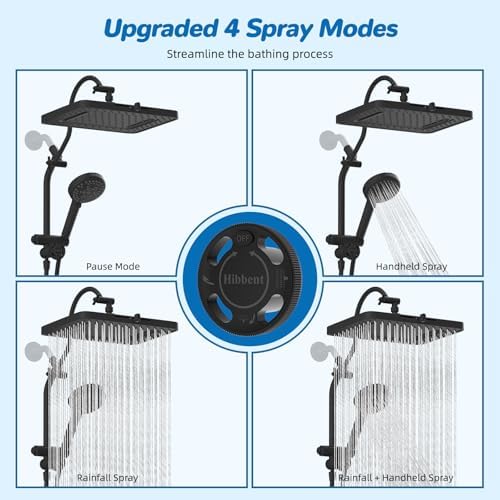 Hibbent cUPC Certified High Pressue 13'' Rainfall Shower Head with 5-Spray - Image 4