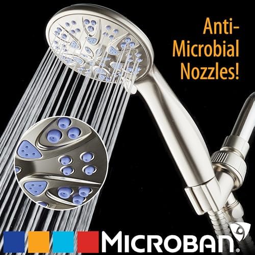 AquaDance Antimicrobial/Anti-Clog High-Pressure 6-setting Hand Shower with Nozzle Protection from Growth of Mold, Mildew & Bacteria for Stronger Shower! - Sunset Blue - Image 2