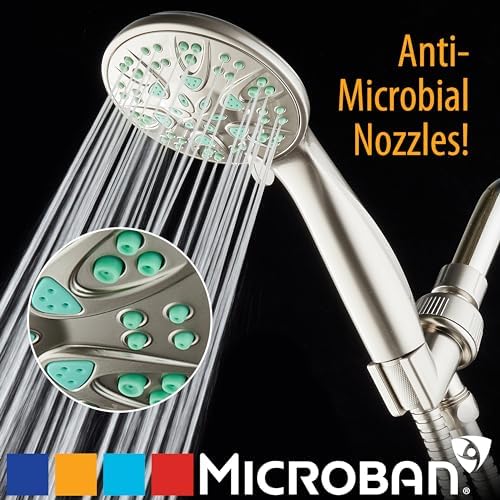 AquaDance Antimicrobial – Anti-Clog High-Pressure 6-Setting Hand Shower with Microban Nozzle Protection from Growth of Mold, Mildew & Bacteria for Stronger Shower! 3 Jet Color Choices – 4" Coral Green - Image 3