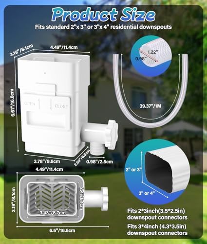 Upgraded Rain Barrel Diverter Kit 2Pack for 2x3 or 3x4inch Downspouts White - Image 2