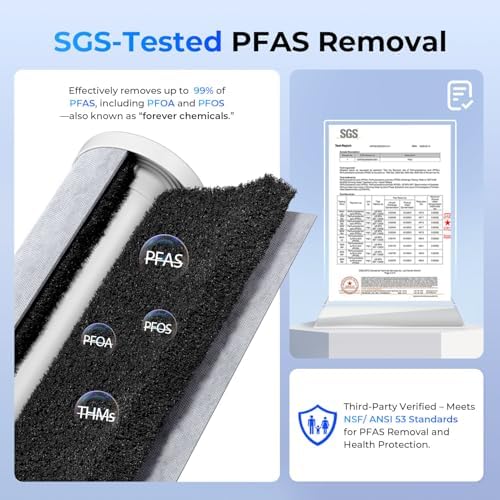 iSpring PFAS Whole House Water Filter System,SGS-Tested to Remove up to 99% PFAS,2-Stage Filtration Reduces Sediment, Chlorine, Chemical, Taste & Odor, 10-Inch Filters,1" Inlet/Outlet Model: WGB21B-PF - Image 3