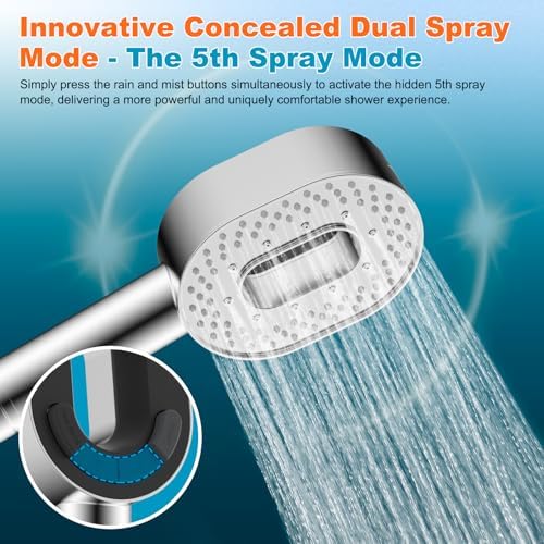 Hibbent Filtered Showerhead with handheld, High Pressure 5 Sprays Shower - Image 5
