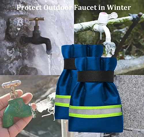 Outdoor Faucet Covers for Winter Freeze Protection, Upgraded Thicken 8.5" H x 6.1" W Outside Garden Faucet Socks for Winter Hose Bibs Insulated Spigot Cover, 2 Pack Reflective Blue - Image 4