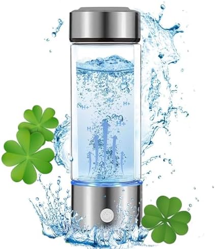 Hydrogen Water Bottle Generator Machine Updated, Portable Hydrogen Water Ionizer Machine Rechargeable, Hydrogen Rich Water Glass Health Cup 420ml Gift for Friends/Women/Men/Mom/Father/Grandpa/Grandma by Unknown
