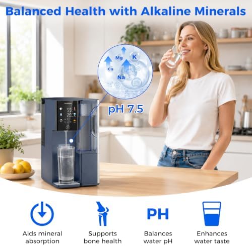 C5ALK-BL Mineral Reverse Osmosis Water Filter Countertop Hot and Cold RO System-3s Instant Hot, 8-Stage RO Filtration, 6 Temp Settings, NSF/ANSI372/42/58, Auto-Fill Pitcher, 3:1 Pure to Drain - Image 4