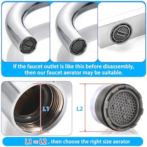 12 PCS Faucet Aerator Set, M16.5, M18.5, M21.5, M24, Kitchen & Bathroom Sink Aerator Replacement with Key Removal Wrench Tool - Image 2