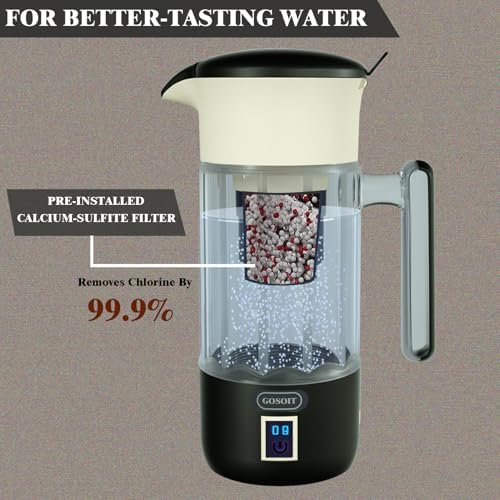 Hydrogen Water Pitcher Machine 1500ML Hydrogen Alkaline Water Generator Bottle Ionizer Maker with SPE and PEM Technology (Dark Blue) - Image 5