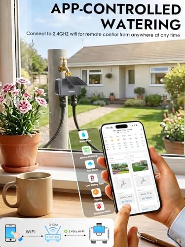 Insoma Solar WiFi Water Timer w/Adjustable 120° Solar Panel, 2-Zone Smart Sprinkler Timer Solar&Type-C Powered, APP&Voice Control Auto Irrigation for Lawn Garden, No Need Hub, Work with Alexa&Google - Image 3