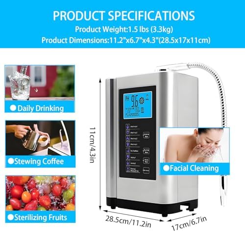 Alkaline Water Ionizer Water Purifier Machine， PH 3.5-10.5 ，Up to 600mV ORP 8000 Liters Per Filter7 Water SettingsAuto-CleaningIntelligent Voice Blue - Image 7