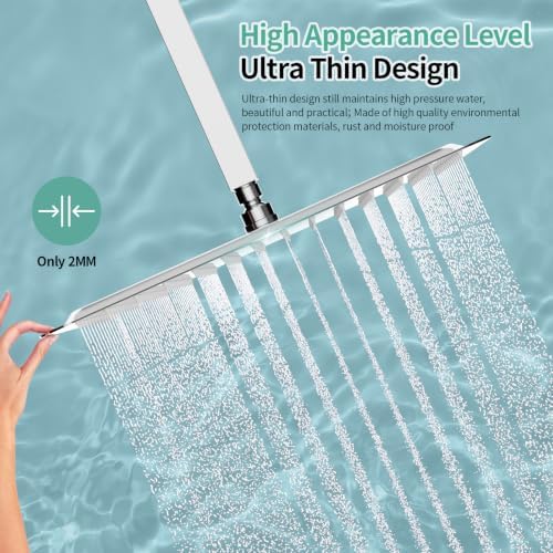 SR SUN RISE 16 Inch Rain Shower Head, High Pressure Rainfall Showerhead Large Waterfall Shower Head Ultra Thin Water Saving, Polished Chrome 304 Stainless Steel - Image 5