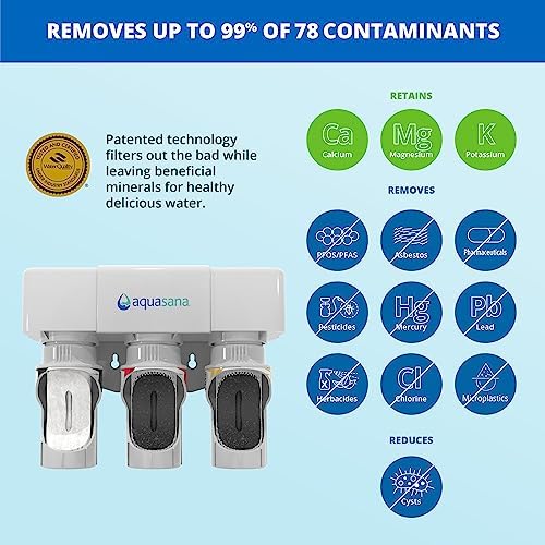 Aquasana Under Sink Water Filter System - Reduces PFAS, Lead, & Chlorine in Drinking Water - Under Counter Claryum Filtration for Kitchen - 3-Stage - Chrome Faucet - AQ-5300.56 - Image 2