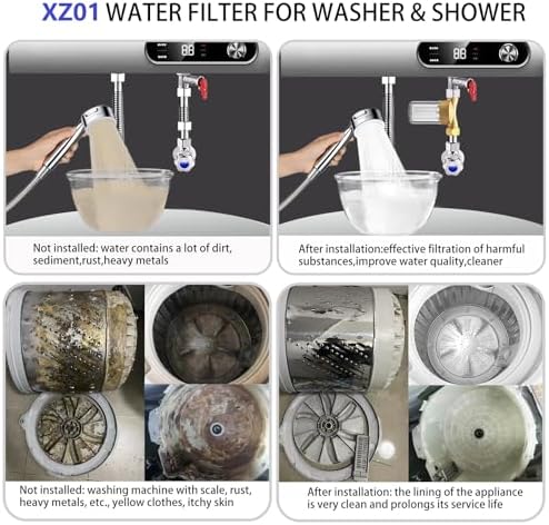 XZ01 Reusable Brass Washing Machine Water Filter, 40 Micron Visible Washer Water Filter, for Washing Machine, Faucet, Large Capacity Anti Scale Sediment Filter with 1/2“ + 3/4” Adapter - Image 3